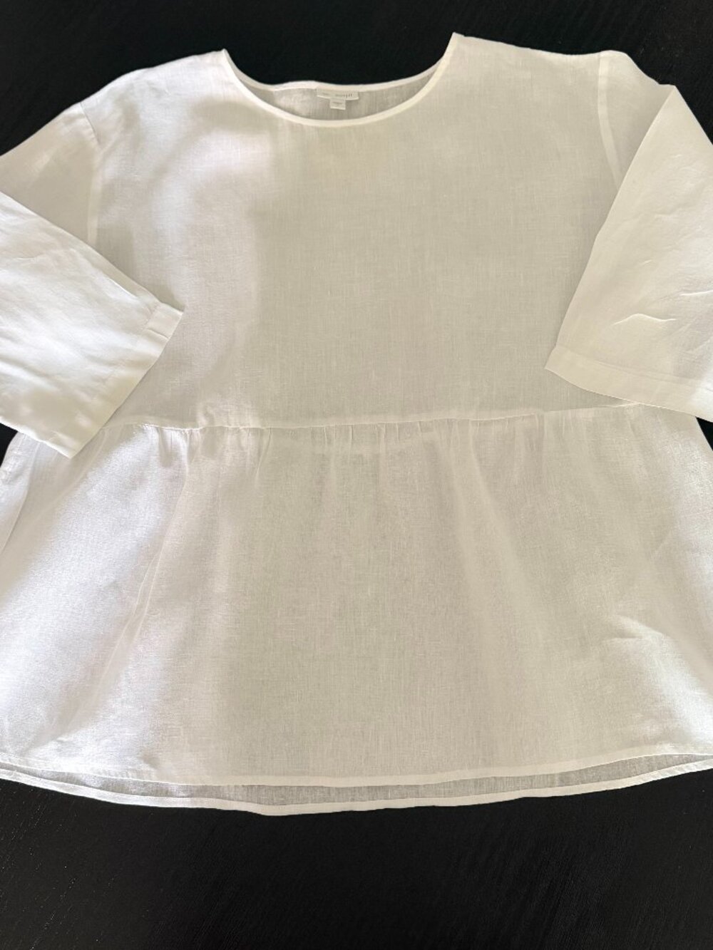 J.Jill Top Womens Sz L 100% Linen Pullover Tunic Lagenlook Beachy White Coastal